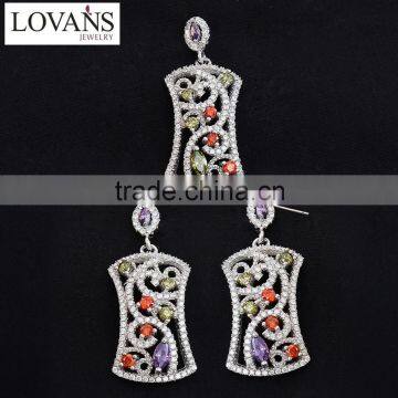 Colored Stone Earrings Diamond Ring And Earring Jewelry Set Trend 2015 TZ-0198