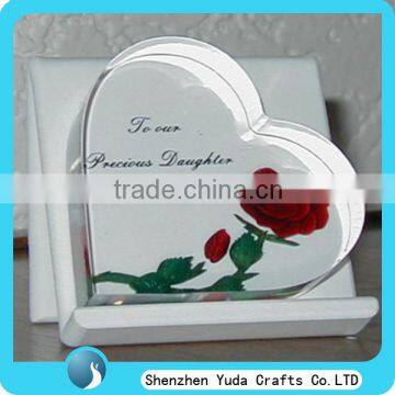 heart shaped gift acrylic gift display stand printing flower clear acrylic block cheap custom made in China