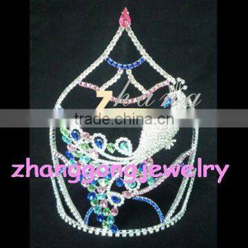 Beauty peacock rhinestone custom pageant crown