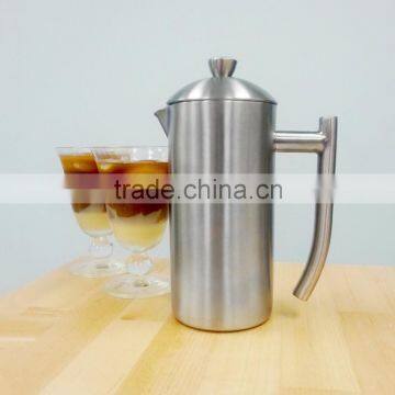 1000ml Double-Wall Satin Polished Stainless Steel coffee press pot