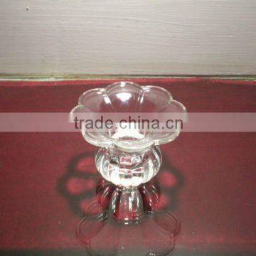 mini clear flower style glass candle holder