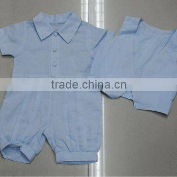 100% linen baby blue boy sets with waistcoat