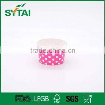 Eco-friendly disposable custom pattern pink paper ice cream cups