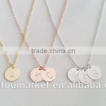 Rose Gold Letter Necklace Christmas Bridesmaid Gift Dainty Monogram Charm Delicate Disc Initial Necklace photo-2