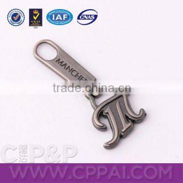 Decorative pi rubber zipper pull metal puller for promotion garment