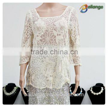 wholesale fashion embroidered ladies crochet fashion lace top for dress