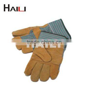 China oem reinforced Palm Cow Split Leather with Pasty Cuff for Welding working glove HL4018