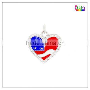 Silver white crystal USA Patriotic lapel pin