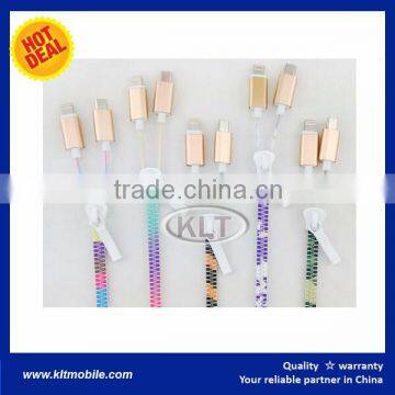 KLT Mix Color Zipper USB Cable 2 in 1 Couple Lighting Cable photo-2