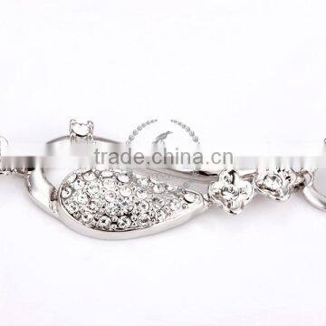 18KGP Platinum Plated White Crystal Rhinestone Austria Crystal Elements Women Bangle Bracelet Fashion Jewelry B005 photo-3