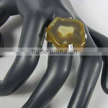 Agate Stone Ring Costume Fashion Women Jewelry India Brass Ring Big Ring Latest Design New Pattern,Indian Ethnic, Natural Stone
