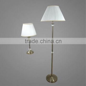 Antique Brass Plated Metal Base And Stem With Fabric Lampshade Table Lamp And Floor Lamp Vintage Style lamps