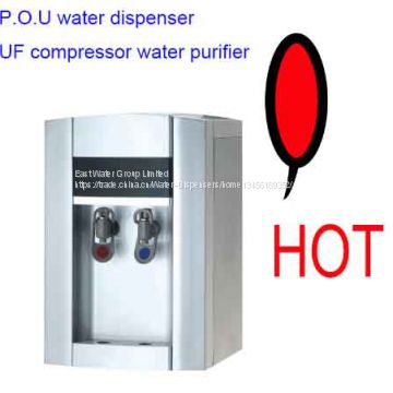 competitive desktop pou uf water filter cooler dispenser 4 stages with UV lamp hot&cold water compressor cooling,OEM ser