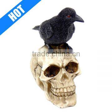 Raven on Skull Bird Crow Skeleton Resin Halloween Decoration Skeleton