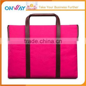 2017 ladies fashion bag pink canvas laptop briefcase custom soft bag