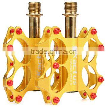 2pcs Kactus KTPD - 07 Bike MTB Cycling Pedals Gold-plating Titanium Spindle Footrest Flat CNC 3 Bearings Ultralight Pedals photo-5