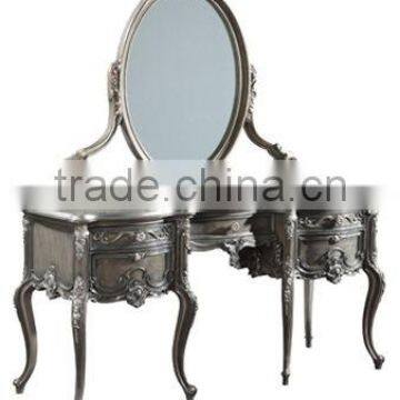Replica French Style Palace Bedroom Furniture, Carved wood Dresser With Mirror, Luxury Home Dressing Table