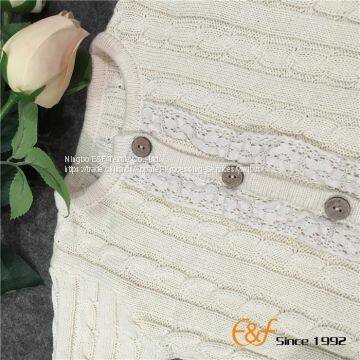 Cotton Lace Illuminative Cardigan With Wooden Buttons photo-5