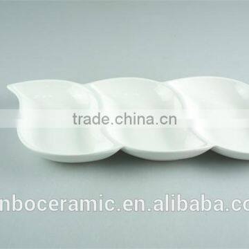 Fashion 3 Divided Leaf Shaped White Ceramic Porcelain Dishes For Restaurant Prices photo-3