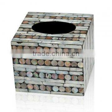 High quality brown white mother of pearl tissue box