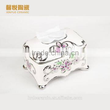 Stock Ceramic Tissue Paper Box/tissue Box in Stock Golden Color