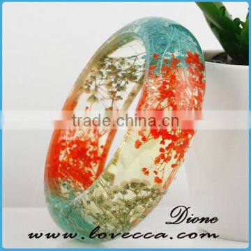 Handmade Gift Clear Real Flower Bracelet Resin Flower Bangle photo-6