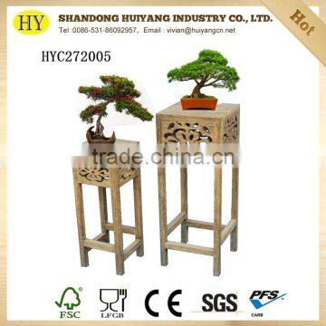 Hollow carved Antique look wooden flower stand
