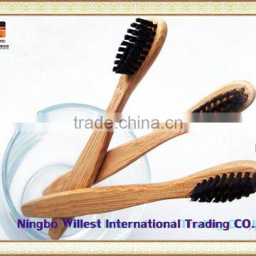 Biodegradable toothbrush with black soft rounded bristle for oral health