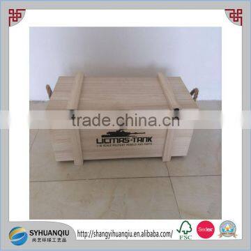 Rustic Solid and Natural Wooden Military Tank Mold Box Wooden Toy Box