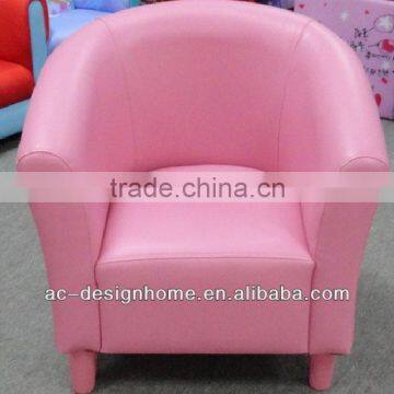 PINK PVC/WOODEN KID ONE SEAT SOFA W/OTTOMAN