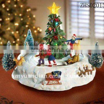 Christmas tree Lighted Ice Rink Musical Figurine