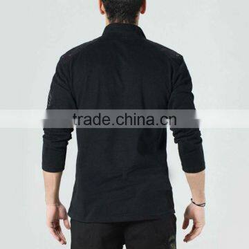 Men's 65% Polyester 35% Cotton With Logo Patch Zipper Collar and Pocket Military Polar Fleece Jacket photo-5