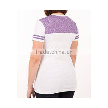 100% Polyester V-neck T-shirt Wholesale Custom Made in China Fashion Apparel District Juniors Varsity Bulk V-Neck T-shirt photo-3