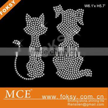 Cat and dog rhinestone hotfix transfer,washable heat transfer paper