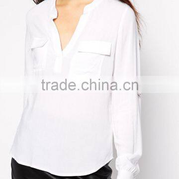2015 New Fashionable Factory Soft-touch Fabric Utility D-Ring Shirt With V-neckline photo-3