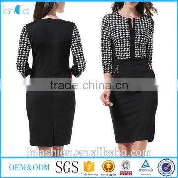 Pencil dress 2017 three quarter sleeves elegant women office dresses