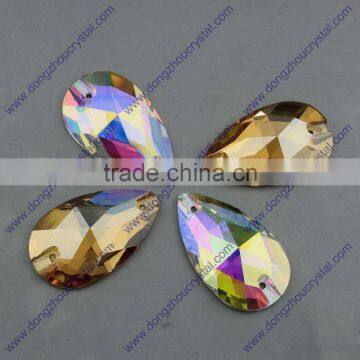 Dongzhou AB/001GSHA Color Sewing on Crystal Stones, k5 Quality Flat Back Tear Drop Crystals photo-4