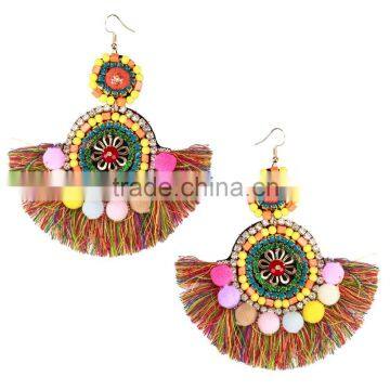Bohemian Design Handmade Colorful Tassel Drop Earrings Jewelry photo-2