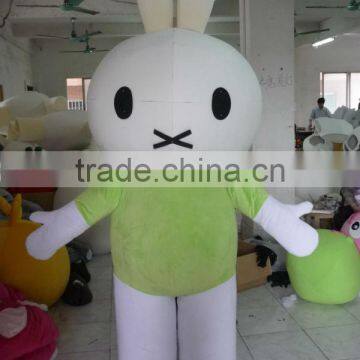 Green Tshirt Rabbit Mascot Costume/Fur Rabbit Mascot Costume