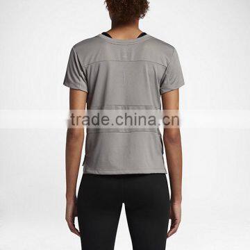 MGOO New Arrival Short Sleeve Dry Fit Plain T-shirts Mesh Fabric Simple Style Women Gym Tank Top photo-5