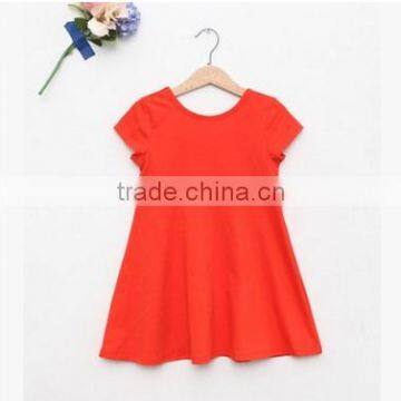 Latest Design Girls Top Soft Summer Dresses Baby Girls Plain Color Little Girl Party Casual Dress Wholesale photo-2