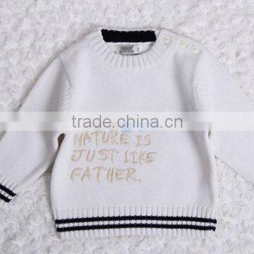 Words Embroidery Jersey Knitted Kids Pullover Sweater Crew Neck photo-3