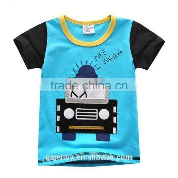 Summer Lovely Little Boy Red Car Kids Embroidery Patches Tee Clothing Children T Shirt photo-2