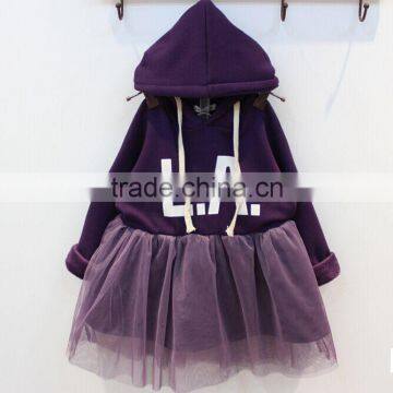 Girls casuall winter dress gauze long sleeve fashion kid dresses letter tutu dress