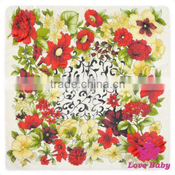Wholesale Cheap Floral Jacquard Printing Bandanna Silk Scarf For Kids photo-2