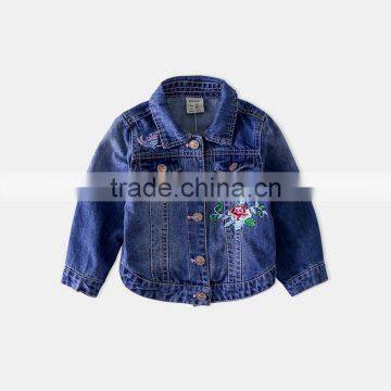 S60597B 2017 Girls Vest Turn Collar Children Clothes Embroidery Waistcoats Long Sleeve Kids Jeans Jackets photo-3