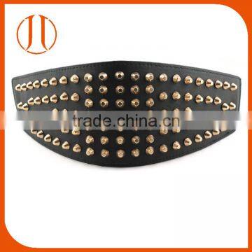 Women Black Rivets Elastic Belt Fashion Rivets Elastic Belt