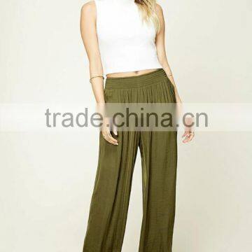 2017 China Spring Hot Selling Brand Quality Womens Wide Leg Crepe Chino Pants photo-2