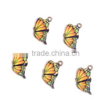 Zinc Based Alloy Butterfly Wing Charms Gold Plated Yellow Enamel