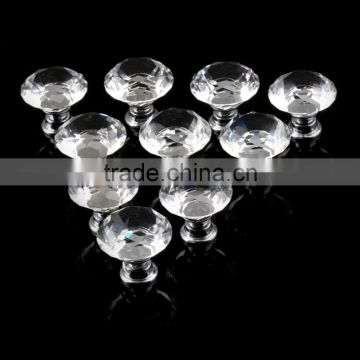 1pack/10 Pcs 30mm Diamond Shape Crystal Glass Drawer Cabinet Knobs and Pull Handles Kitchen Door Wardrobe Hardware Accessories